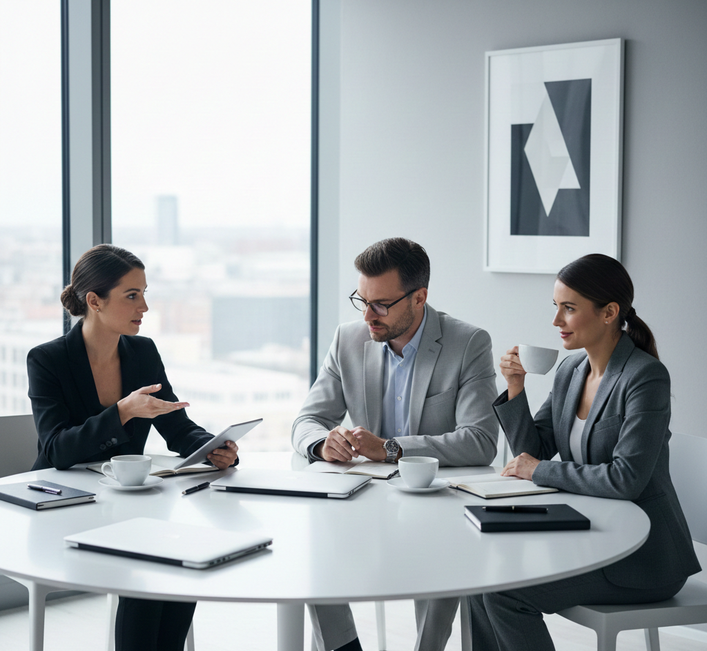 Internationellt affärsmöte med professionell engelska kommunikation